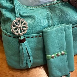 Brighton hobo hand bag and matching wallet (turquoise)